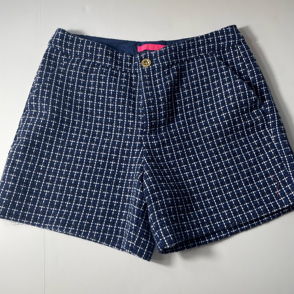 Lilly Pulitzer Gretchen Textured High Rise Shorts (low tide navy) size 6 NWT - Picture 2 of 6